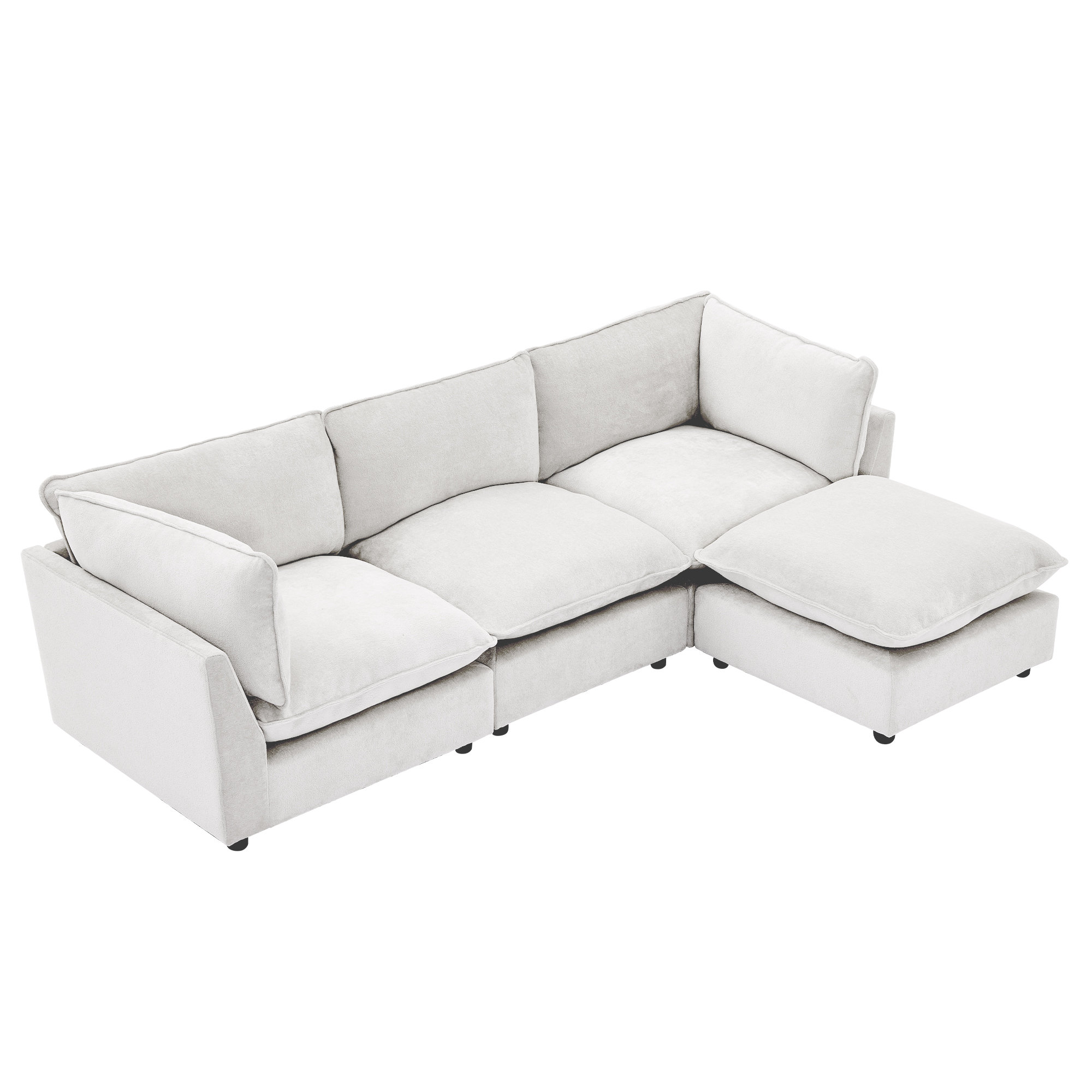 Eagan 106" 4 - Piece Modular Sectional, White Chenille
