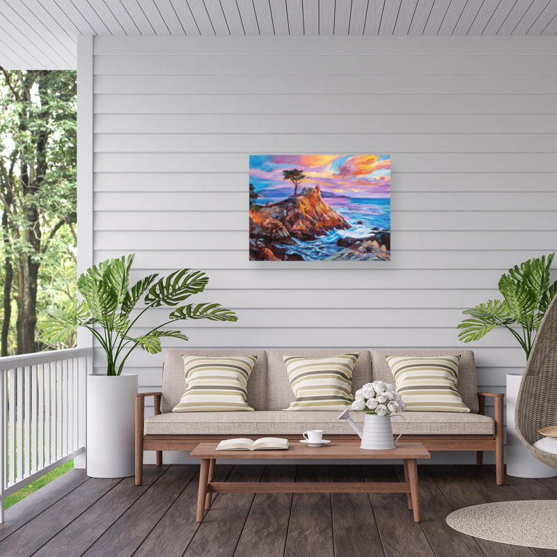David Lloyd Glover  SUNDOWN AT LONE CYPRESS Outdoor  Canvas, H 35 po x l 47 po