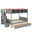 Lit simple superposé au dessus d'un lit double avec tablettes, escalier de rangement et 2 tiroirs-839726966