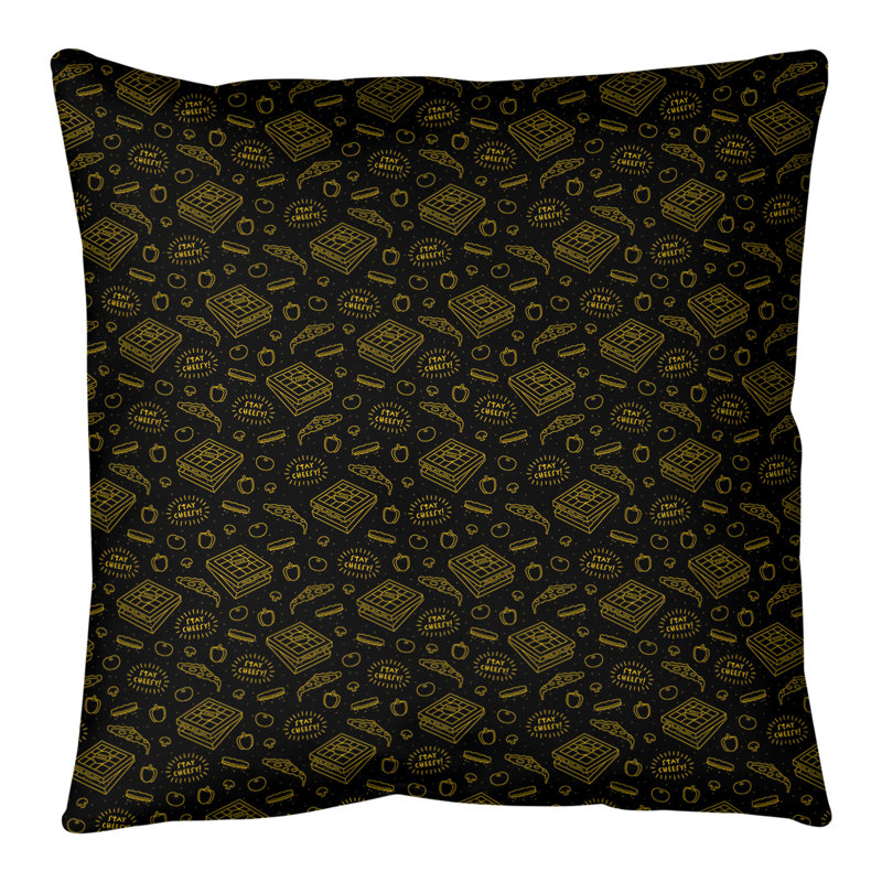 Coussin de sol pizza, H 40 po x l 40 po, Noir/jaune