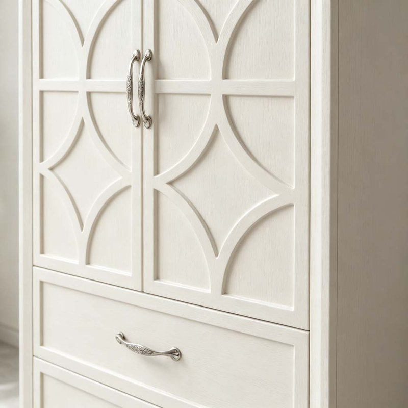 Garde-manger de 53,5 po de hauteur avec portes et tiroirs, Blanc antique