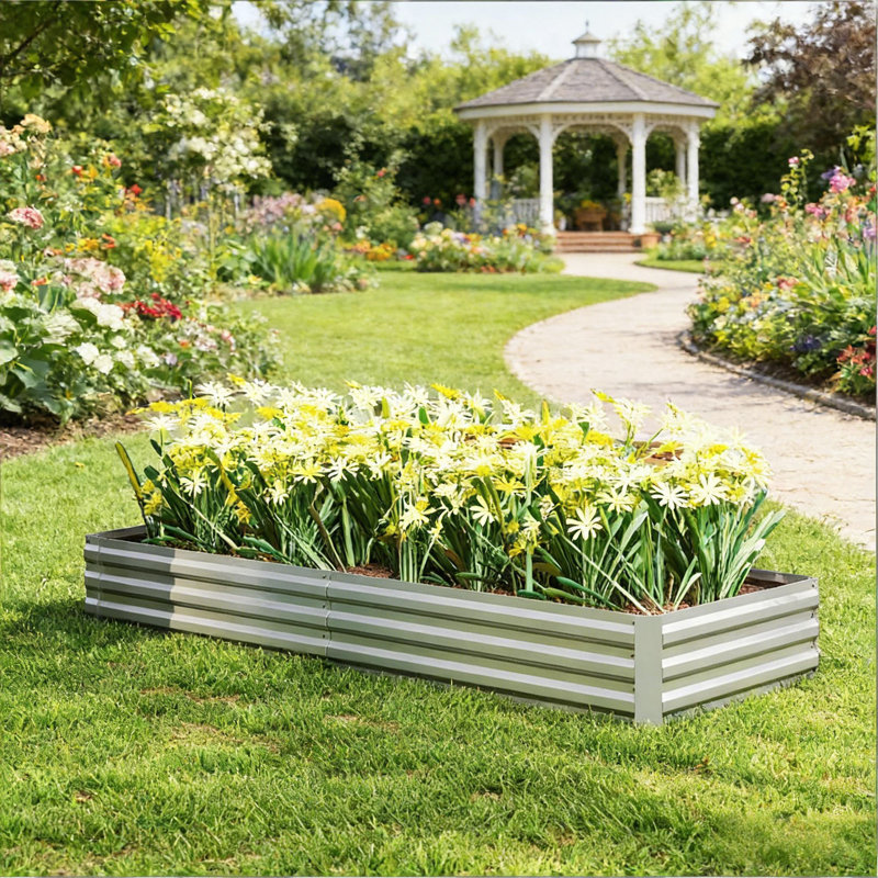 Flower Box,Plant Box,Garden Bed,Metal Raised Planter Box