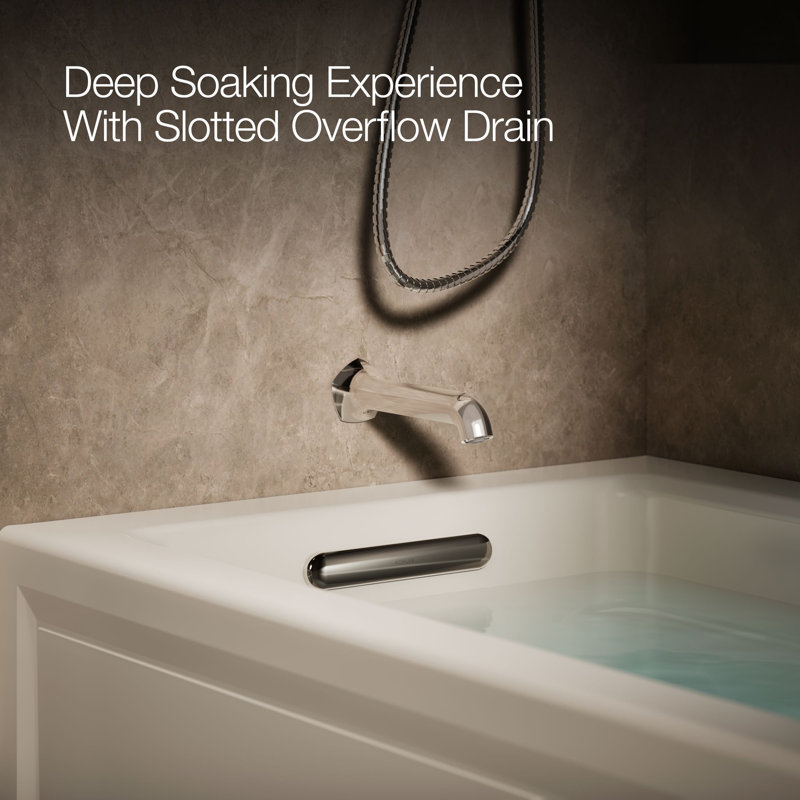 Archer® 66" X 32" Integral Apron Heated Bubblemassage™ Air Bath with Bask® Heated Surface and Right-Hand Drain, Biscuit, Left