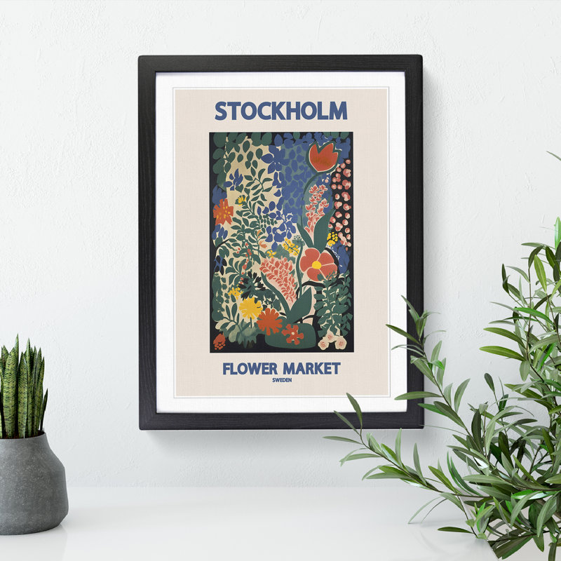 Stockholm Flower Market Exhibition 1 - Single Picture Frame Print on Wood, 64cm H x 46cm W x 2cm D