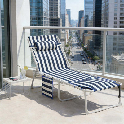 Chaise longue de bronzage pliante avec chaise longue et table d'appoint inclinable à 5 positions avec cadre en acier Oxford 600D