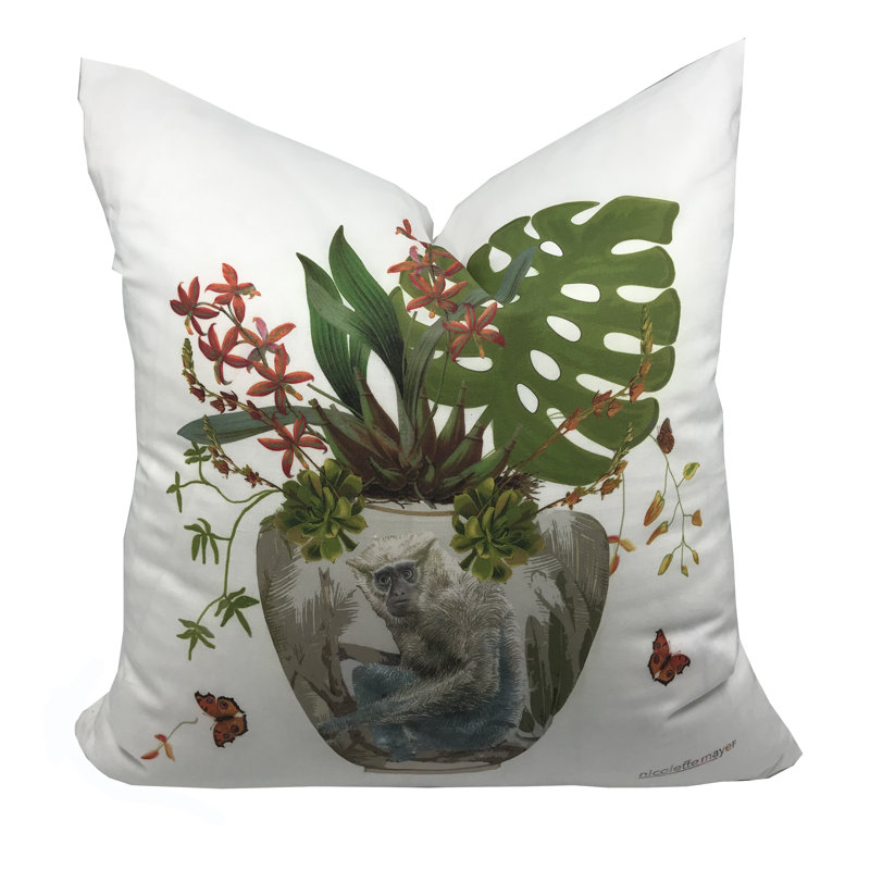 Monkey Jungle Square Pillow Cover & Insert, Green