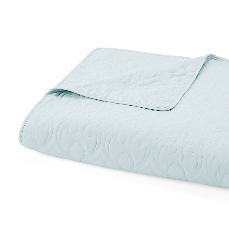 Ensemble de couvre-lit courtepointe en microfibre de toutes les saisons avec literie ultra-douce au point damassé, Bleu