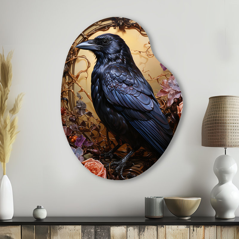 Décoration murale irrégulière en forme de poire Corbeau, H 38 po x l 28 po