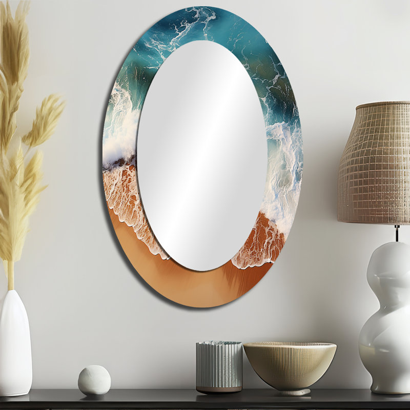Miroir mural tropical tropical avec vue aérienne II, 36 po x 24 po