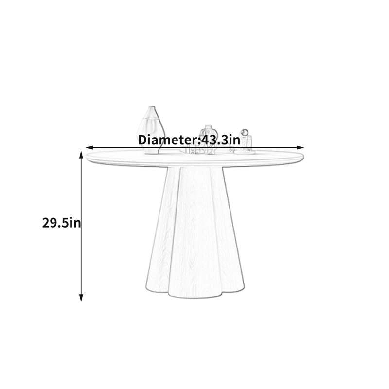 Table de salle à manger ronde de style milieu du siècle, 29.5" H x 43.3" W x 43.3" D