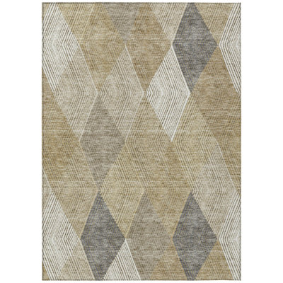 10' X 14' Wheat Taupe Argyle Washable Indoor Outdoor Area Rug
