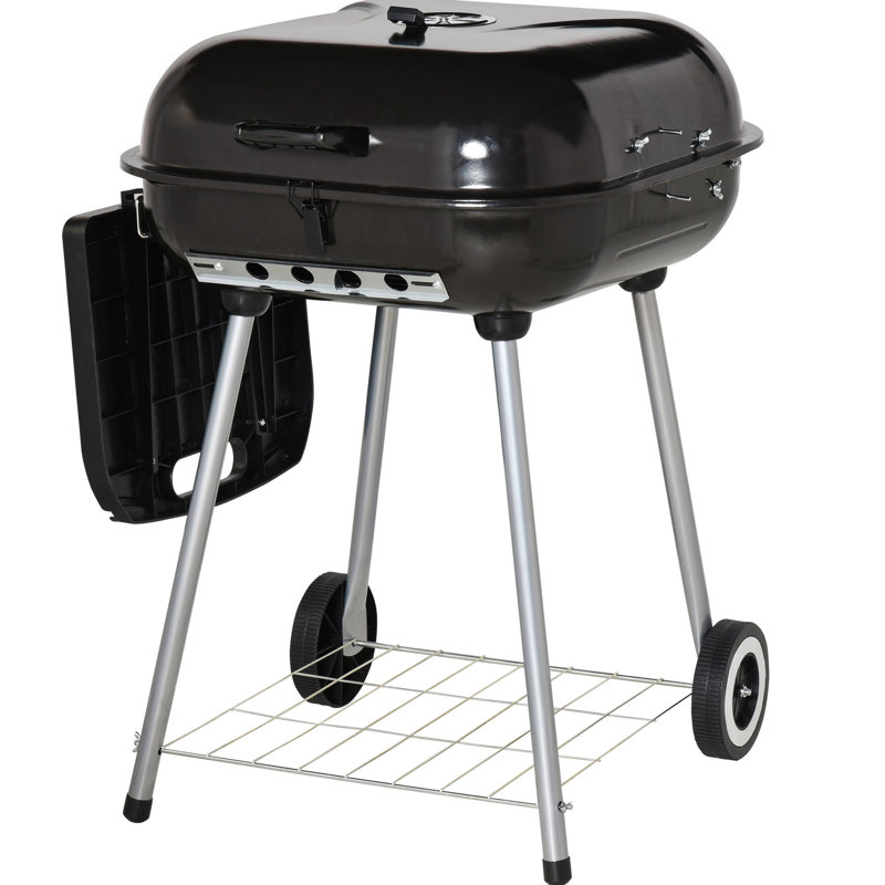 Barbecue au charbon 21 "avec roulettes et tablette inférieure - Grilles d'aération réglables pour barbecue pour barbecue
