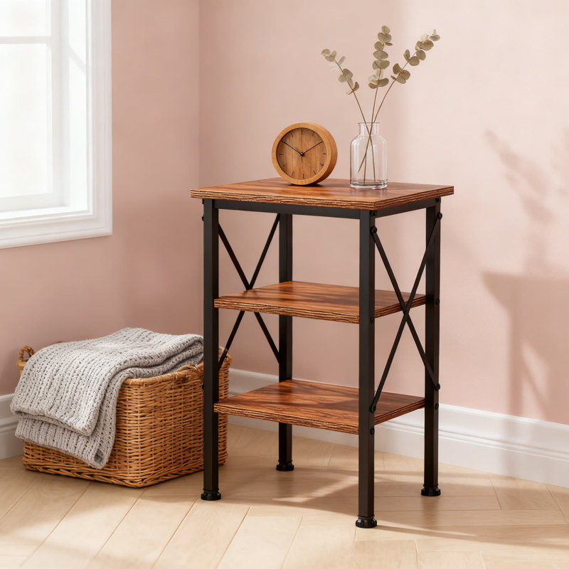 Table de chevet moderne en X avec deux tablettes de rangement, table de bout robuste pour la chambre à coucher et le salon, stabilité et organisation accrues