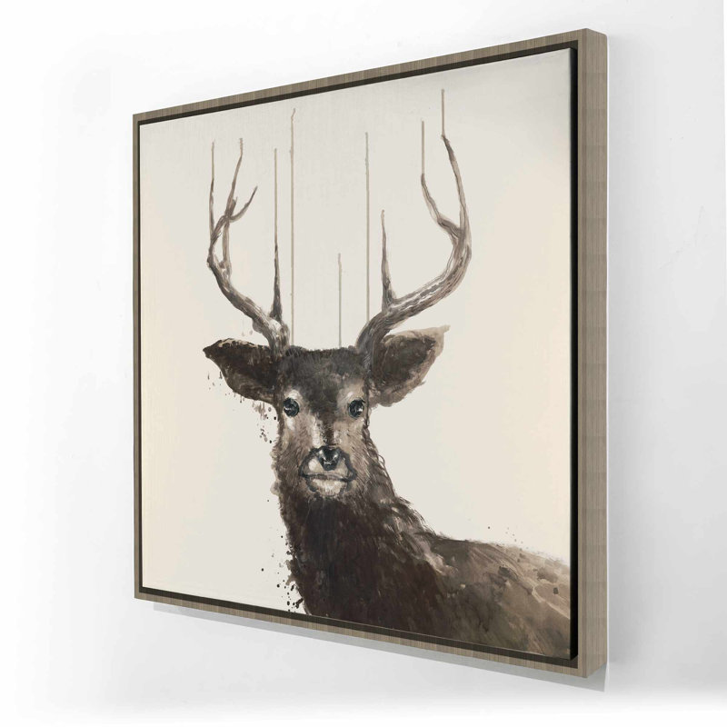 Abstract Deer Canvas | Rustic Deer Framed Art for Bedroom
