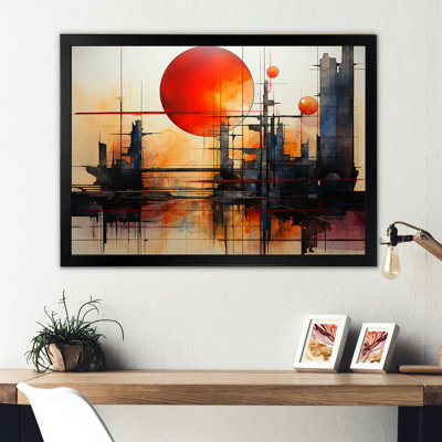«Industrial Landscape Scarlet Shift - Bâtiments et paysages urbains», reproduction d'art sur toile
