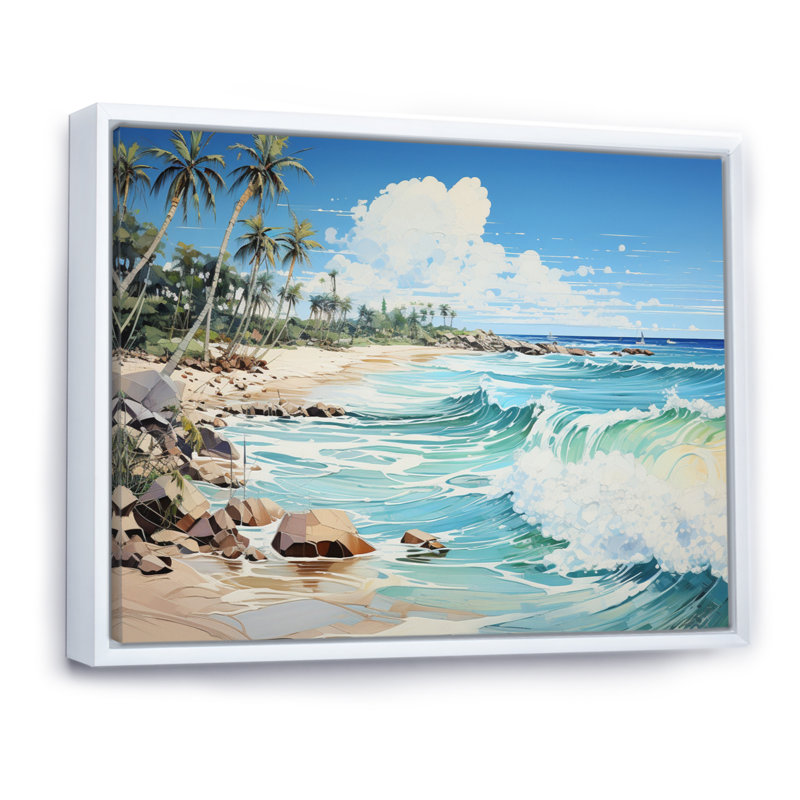 Bleu tropical Serenity II - imprimé, Cadre flottant blanc, H 12 po x l 20 po x P 1 po