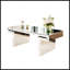 Table basse à miroir rectangulaire de luxe 47 pouces avec verre trempé cannelé