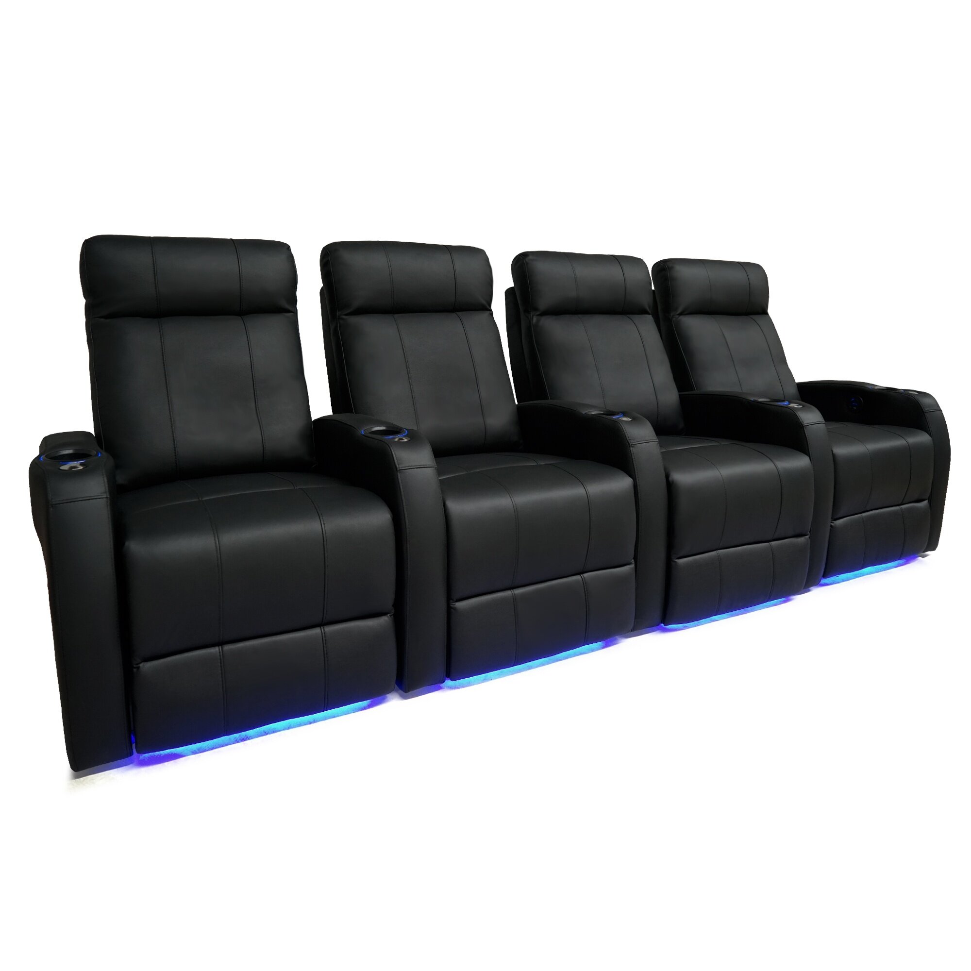 Latitude Run® Syracuse Leather Home Theater Seating with Cup Holder ...