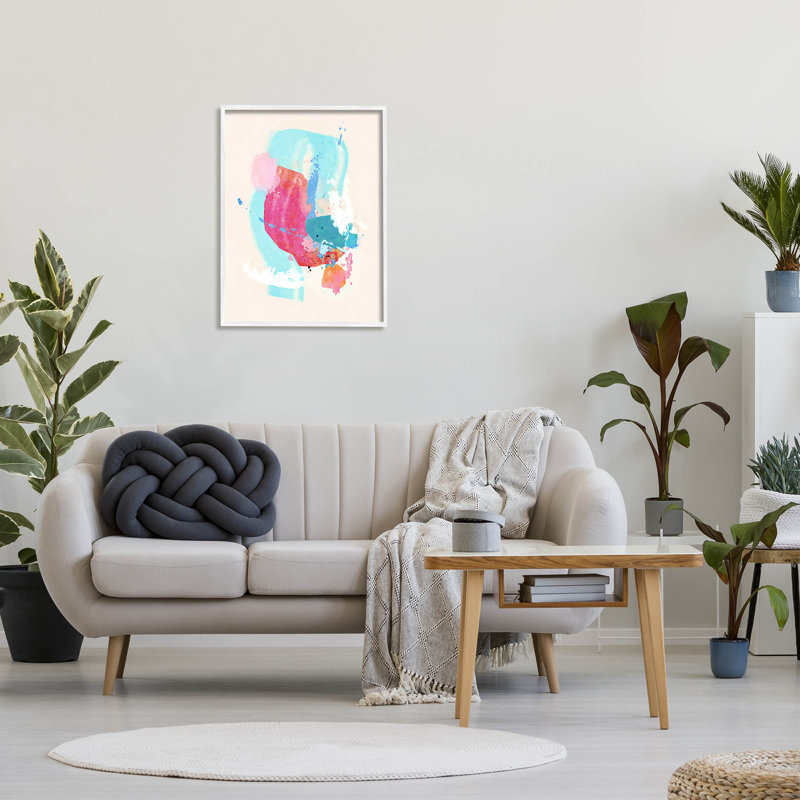 Art abstrait giclée encadrée par Suzanne Nicoll, H 30 po x l 24 po x P 1,5 po, Giclée encadrée blanc bord de mer