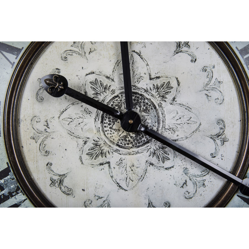 Horloge murale décorative ronde en bois avec finition patinée