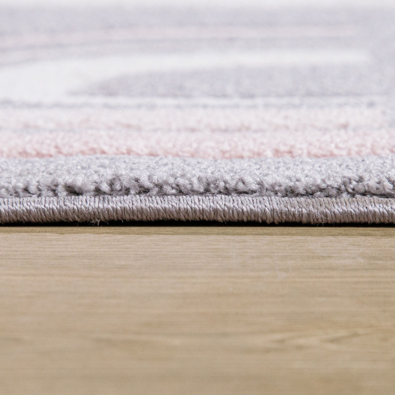 Clontarf Pink/Cream/Grey Rug, Round 200cm