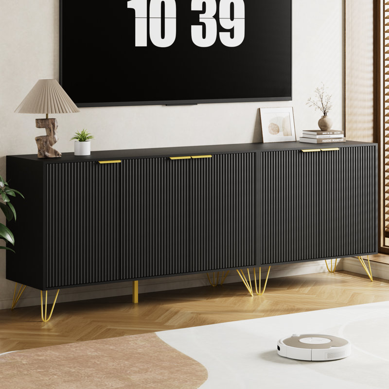 Meuble télé pour téléviseur de 85 po ou moins, Noir, noir, noir, noir