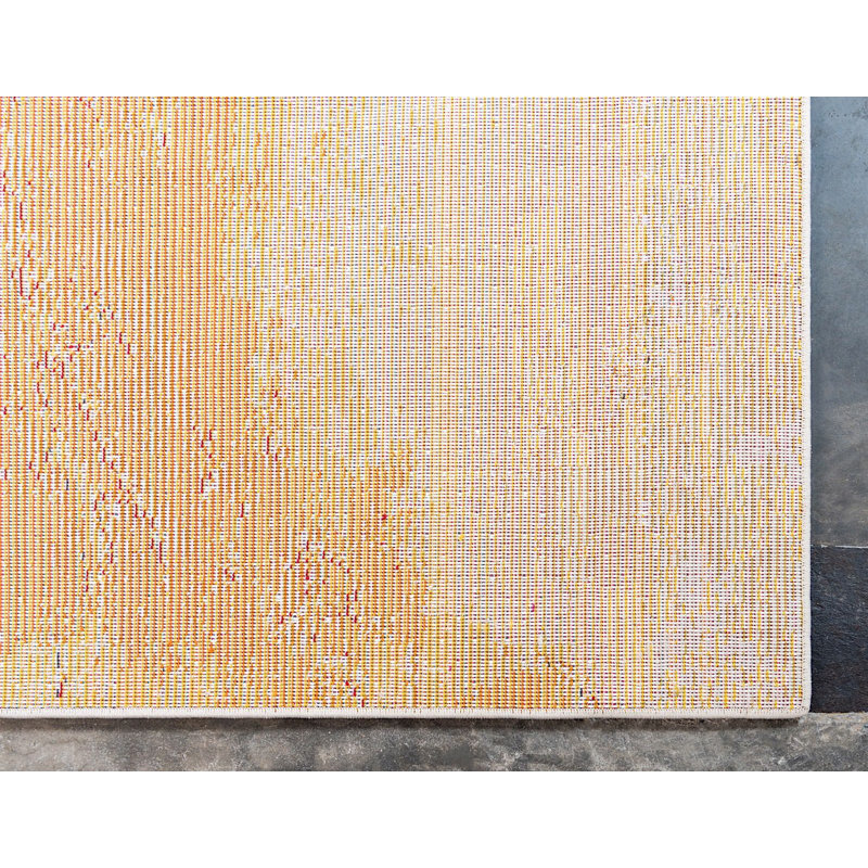 Tapis décoratif orange à motif géométrique shirey, Rectangle 3 pi 3 po x 5 pi 3 po