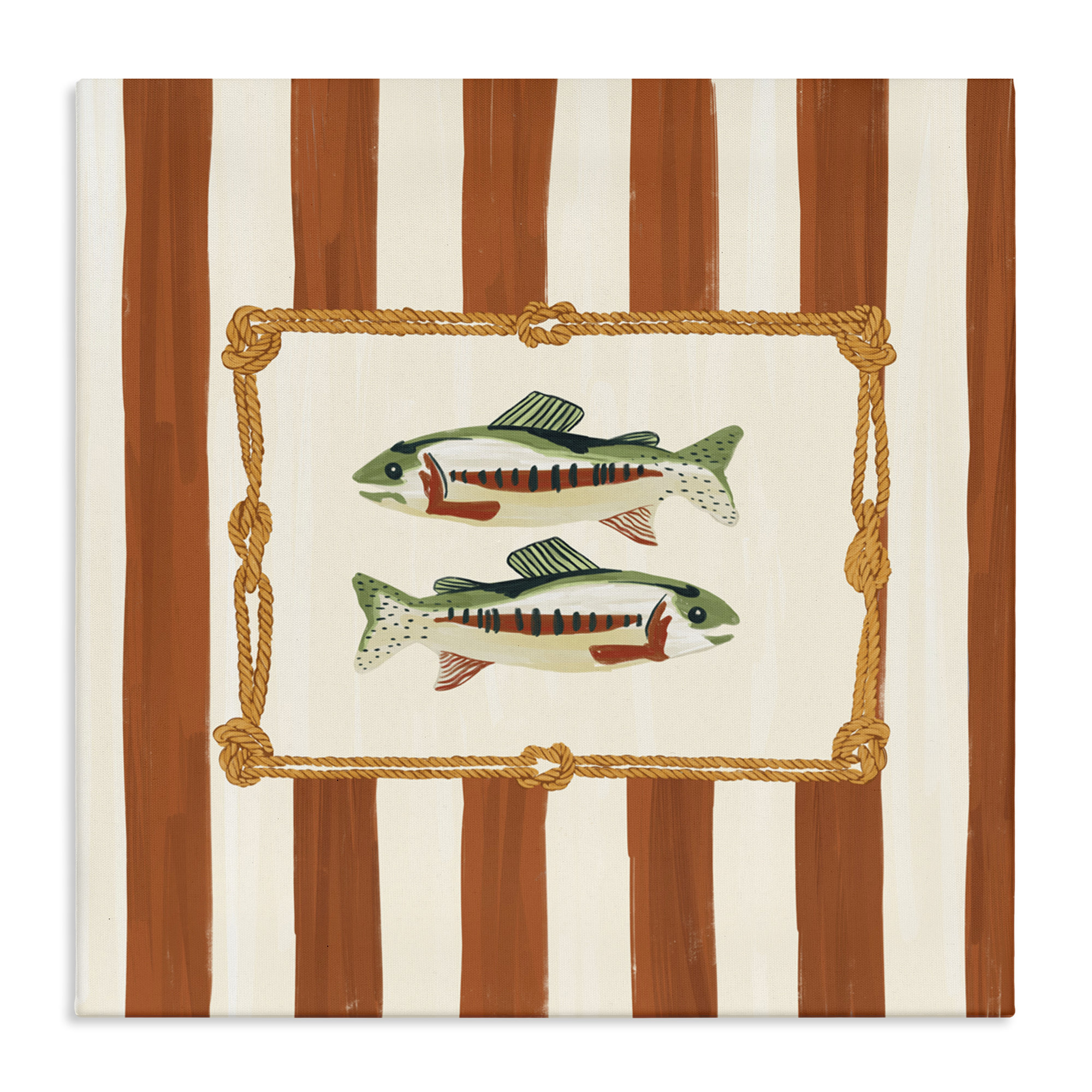 Fish Rope Panels Breakwater Bay Rope Bordered Fish Canvas, design by Veronica Lara ...