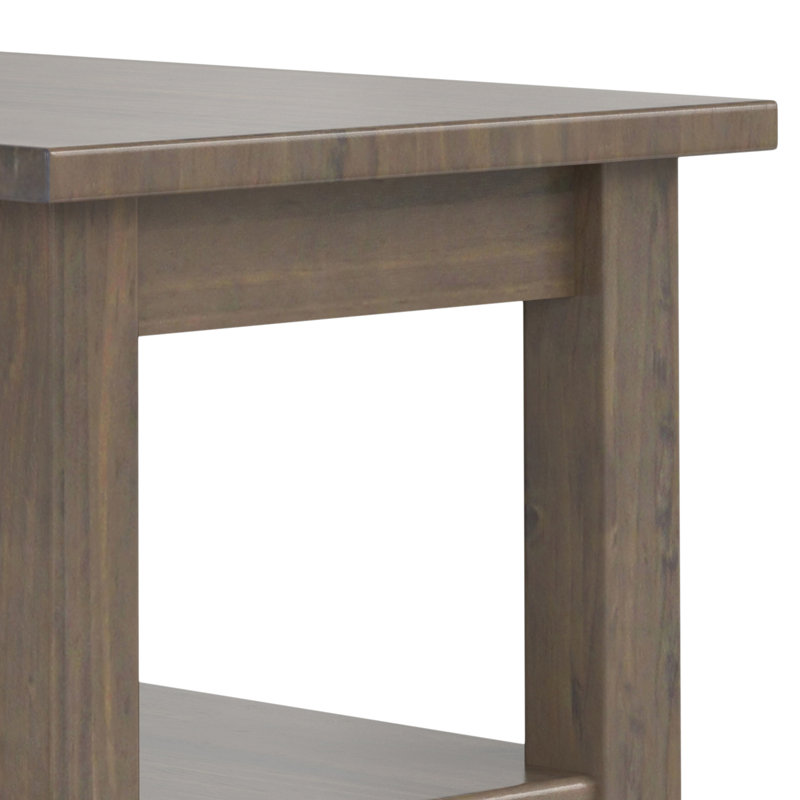 Lev Smoky Brown Solid Wood Narrow End Table with Storage
