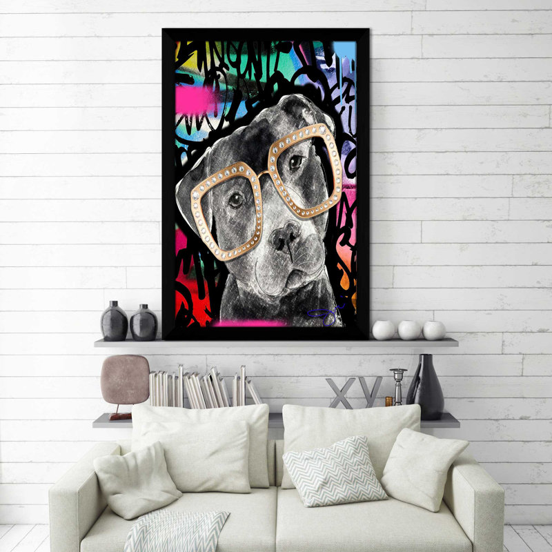 Pitbull (vertical) par By Jodi - impression, Cadre noir, H 39,5 po x l 27,5 po x P 0,75 po