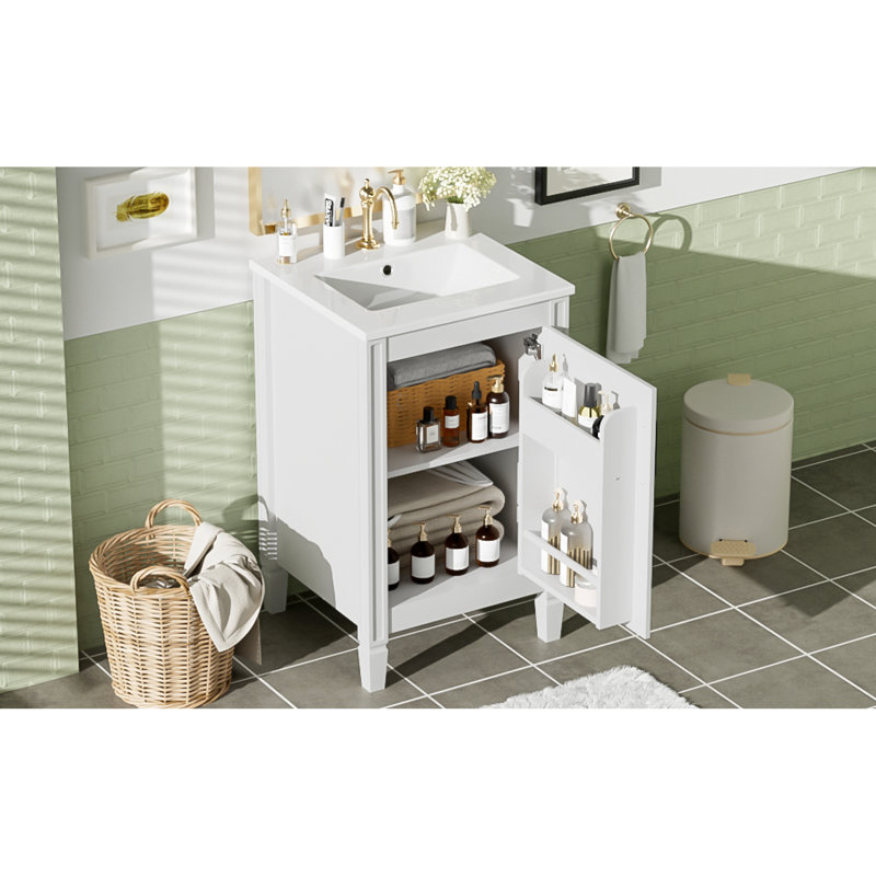 Petite salle de bain compacte compacte en bois massif blanc moderne
