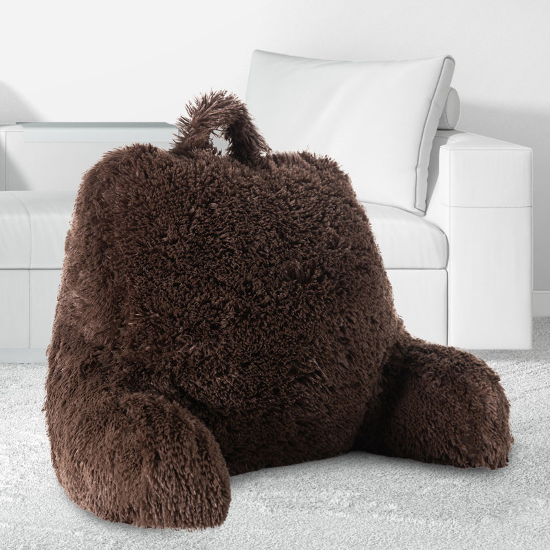 Housse et insert de coussin en fausse fourrure , Brun