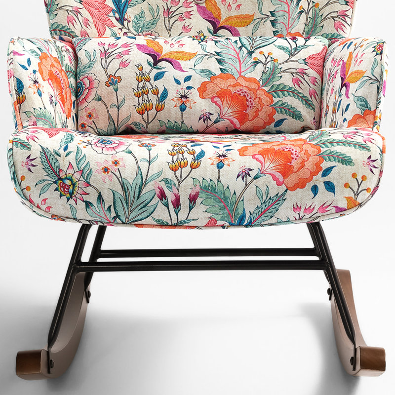 Chaise berçante à oreilles en porcelaine, Bleu / vert / beige / rose