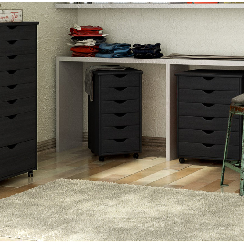 6 Drawer Storage Drawer, Black
