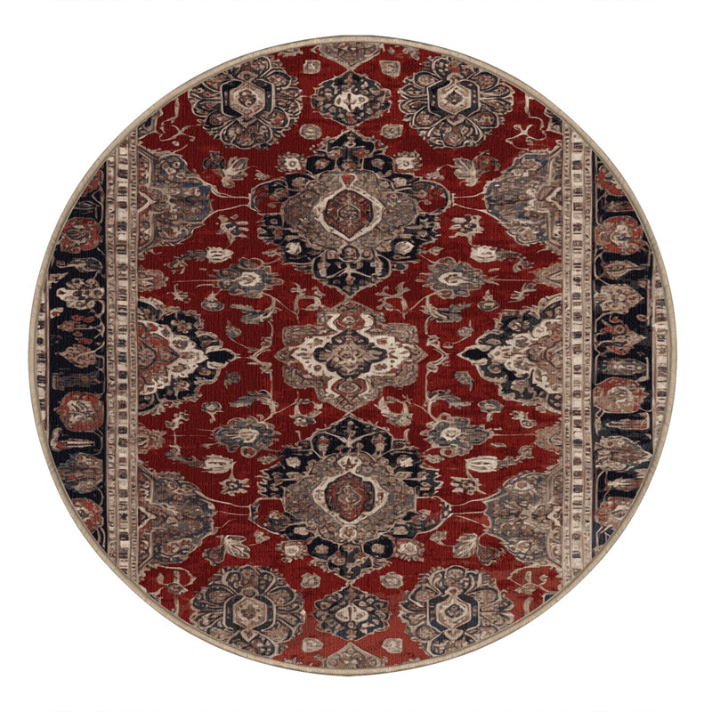Tapis brun lavable à la machine, Rond 7 pi