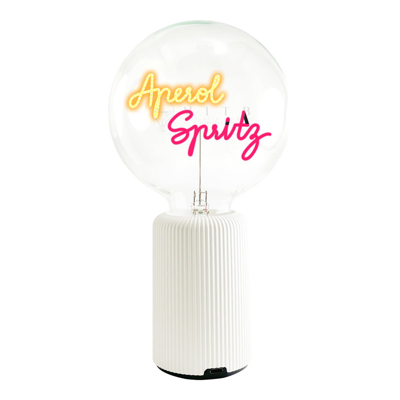 Ampoule APEROL SPRITZ ambre / rouge avec lampe de table PORTABLE Pop Nomad, Blanc