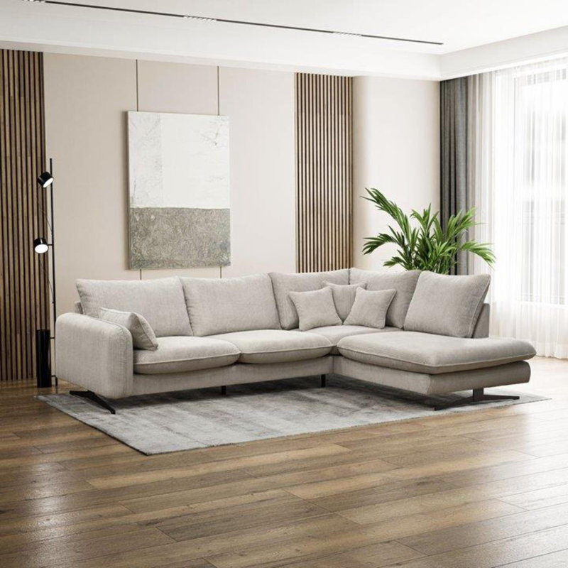 Casiyah 5 Seater Sofa & Chaise, Beige, Right Hand Facing
