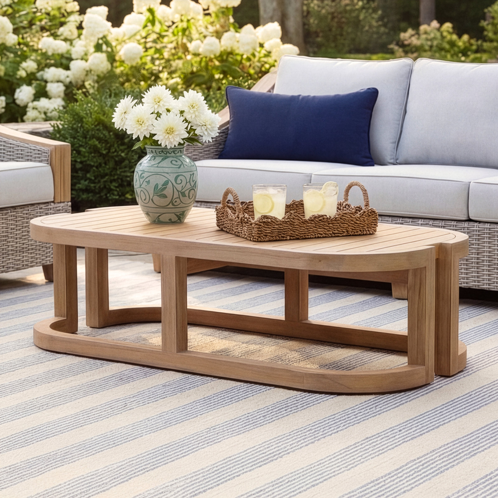 Emory Acacia Wood Coffee Table With Light Teak Finish