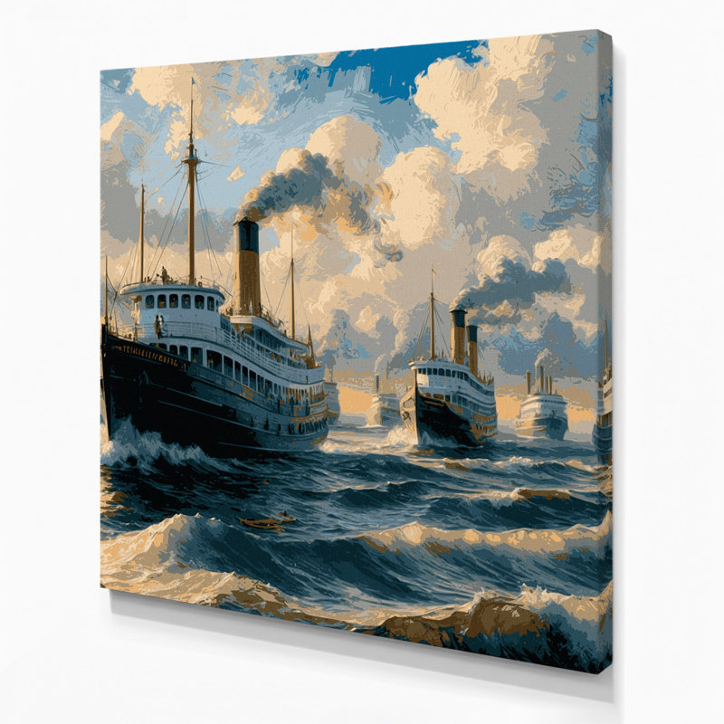 Art nautique sur toile gris, H 8 po x l 8 po