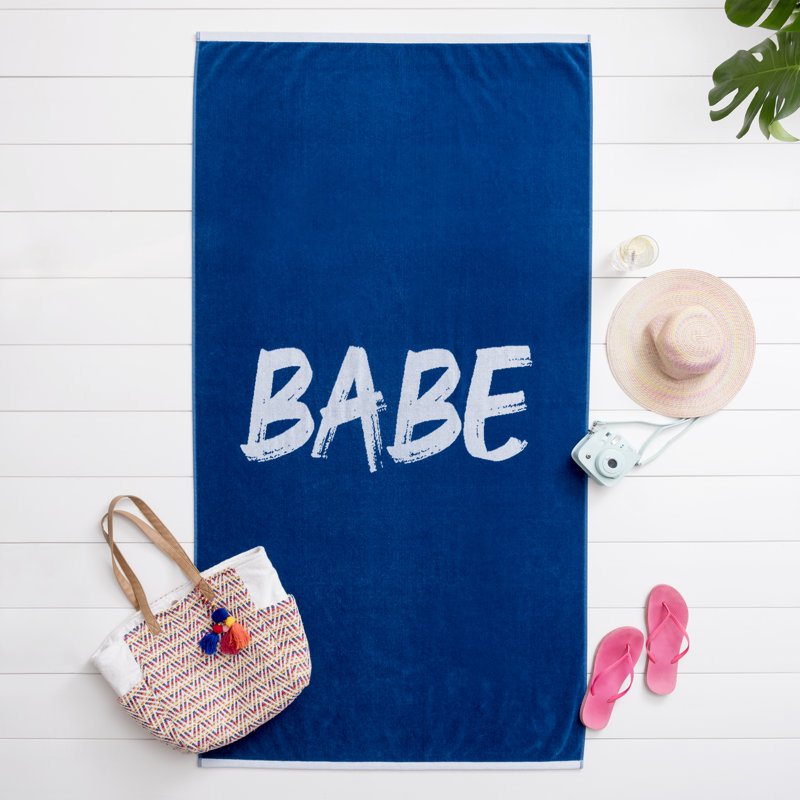 Ensemble de serviettes de plage en coton turc 2 pièces Aburio, Bleu marine