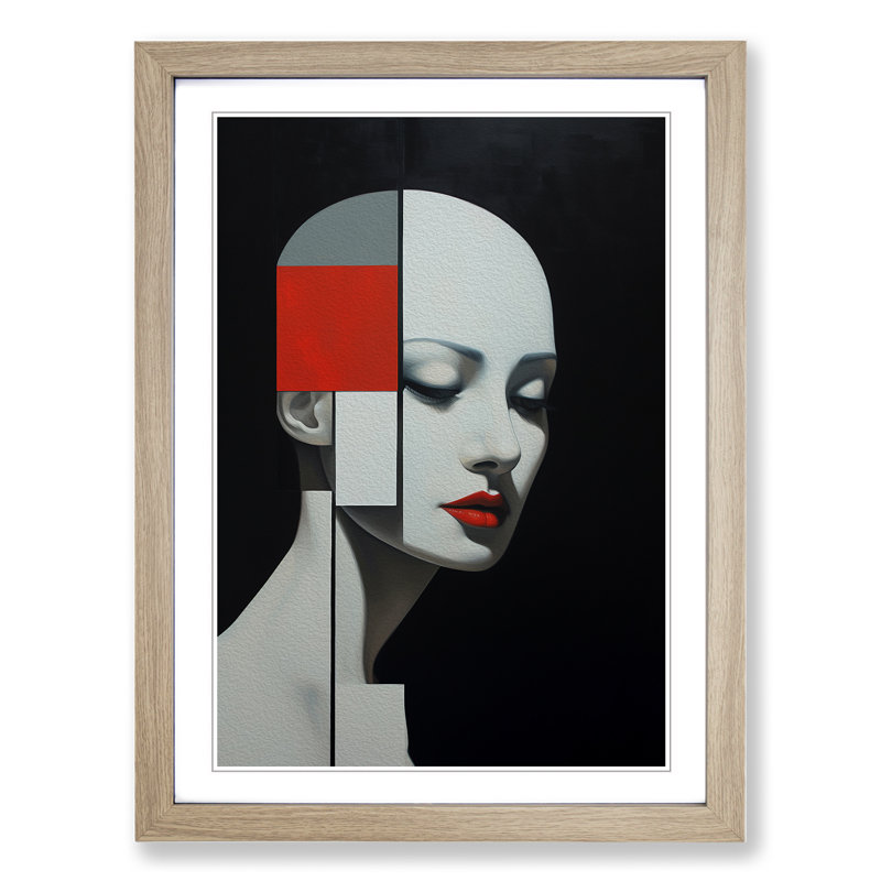 XYZ-FRM-V1223-4520 Minimalist Hard Edge No.2 - Single Picture Frame Print on Wood, 64cm H x 46cm W x 2cm D, Oak