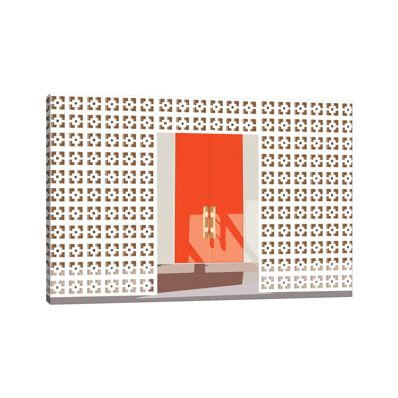 Mid Century Modern Front Door by Jen Bucheli - Print on Canvas, 45.72cm H x 66.04cm W x 3.81cm D, Wrapped Canvas