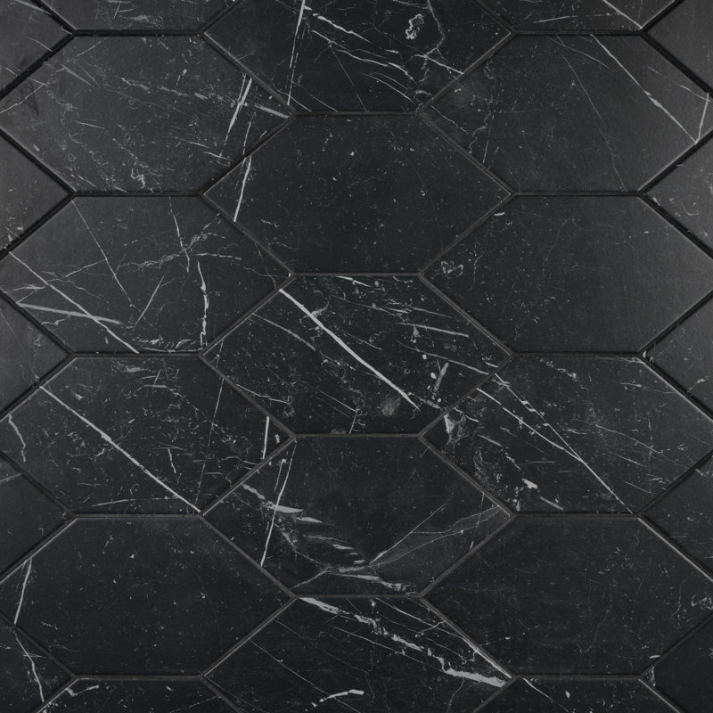 Timeless Hex Marquina 7 x13 Porcelain Marble Look Wall & Floor Tile