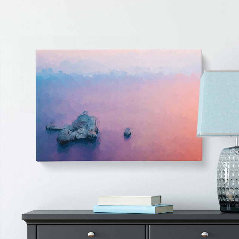 Pink Sunset In Ibiza Spain In Abstract - Wrapped Canvas Painting, 20cm H x 14cm W