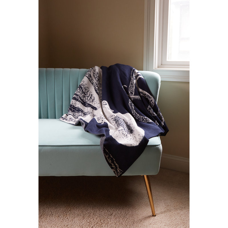 Knitted Throw Blanket, Marine