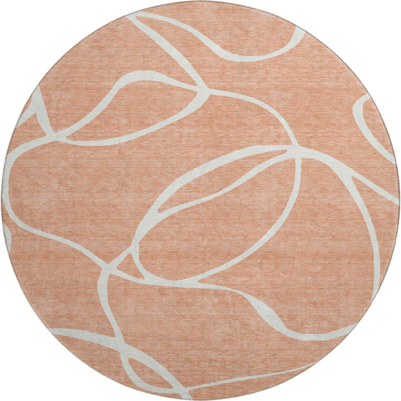 Premium Machine Washable Corum AMF999 Swirls Rug, Round 8'