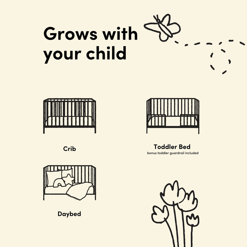 Sicily Deluxe 3-In-1 Convertible Crib With Bonus Toddler Guardrail, Sage/Driftwood, Crib