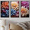 «Mums Burst With Bold And Vibrant Colors I», ensemble d'art mural sur toile Mums
