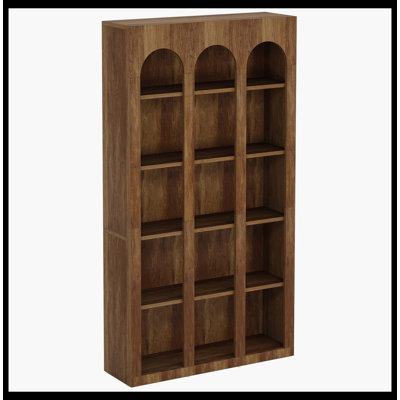70.8" Wood Bookshelf, 5-Tier Rustic Bookcase Display Storage Shelving Unit