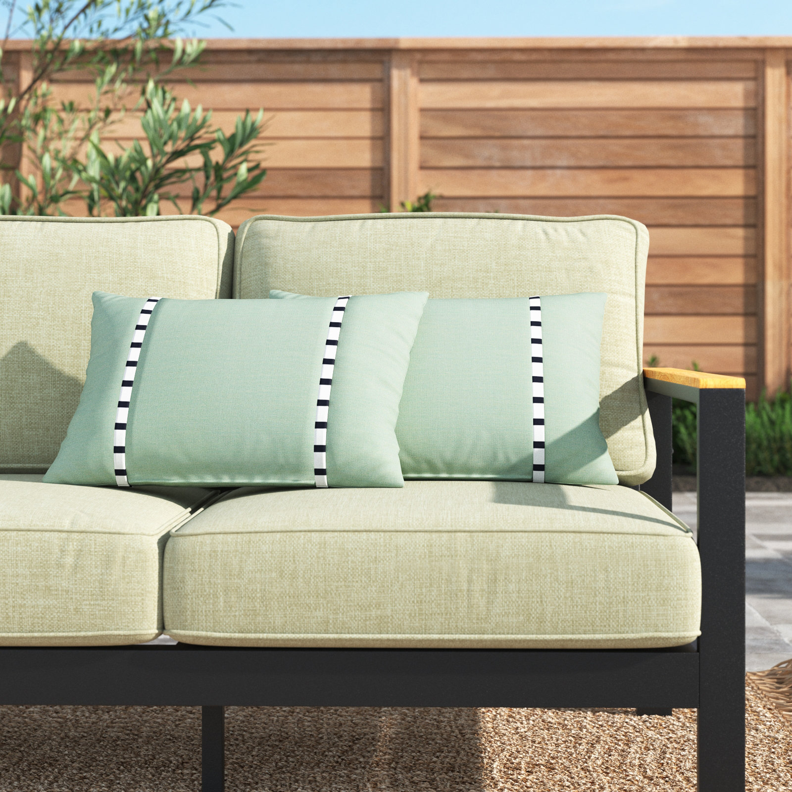Keegan Plaid Sunbrella® Indoor/Outdoor Lumbar Throw Pillow, 12" x 18", Spa Green